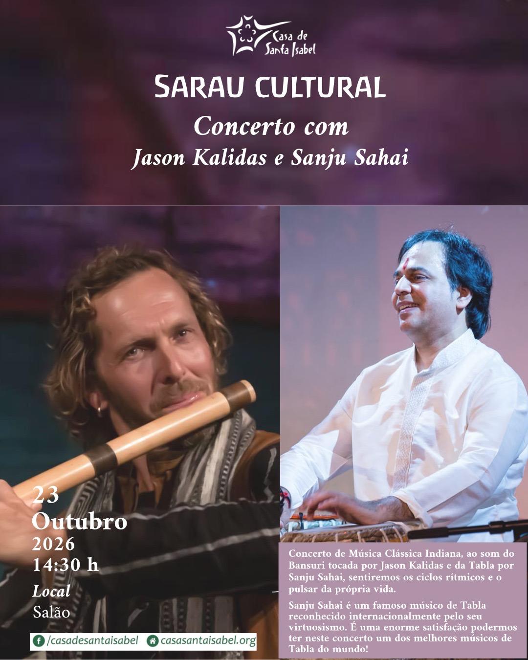 Sarau Cultural - Concerto com Jason Kalidas e Sanju Sahai